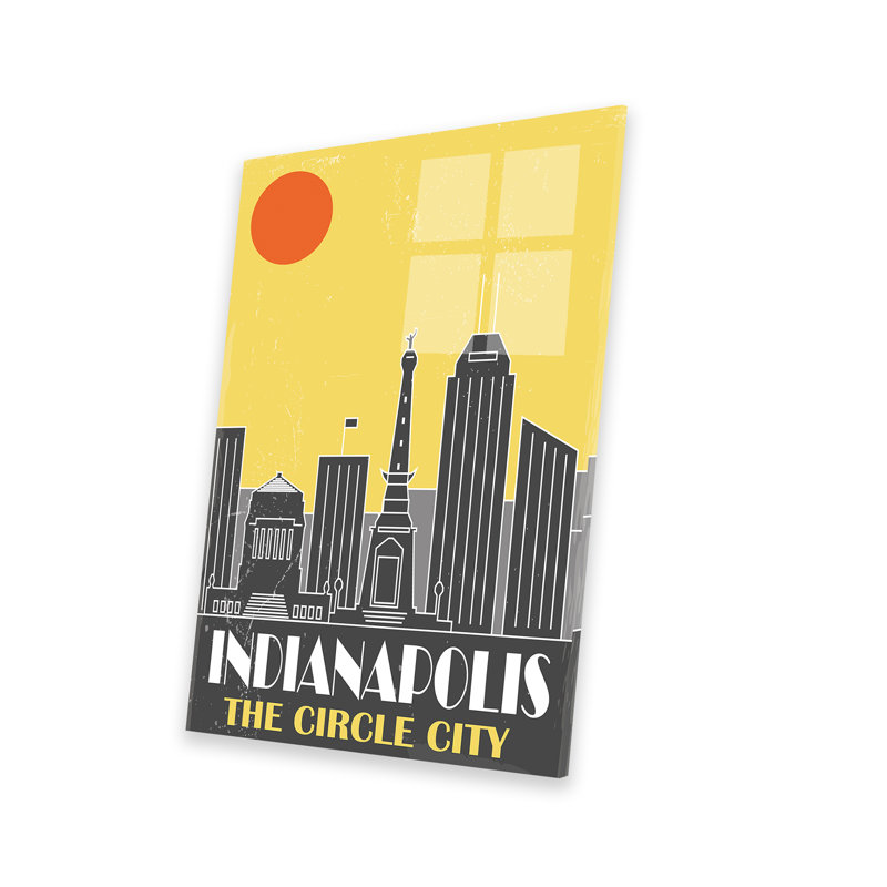 Indianapolis - peinture sans cadre, Noir / gris / jaune / blanc