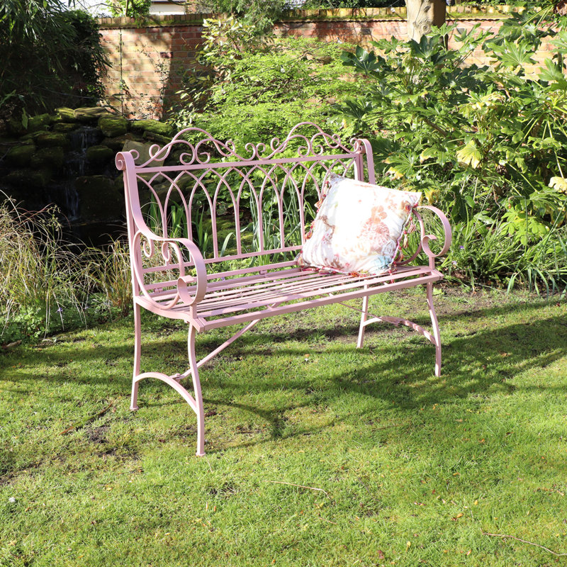 Garden Bench Metal Outdoor Bench, Pink