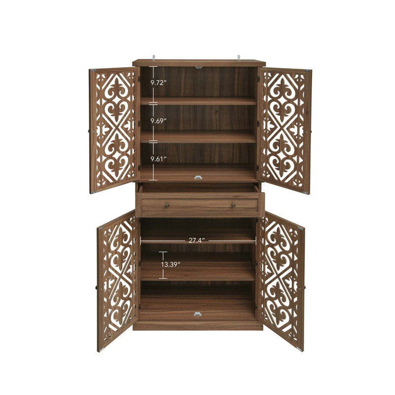 Armoire de rangement 4 portes à 1 tiroir avec 4 tablettes intérieures réglables Breshuna