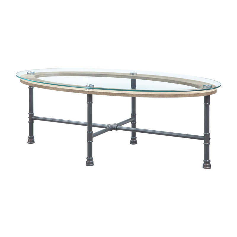 Javiar Oval Coffee Table with Glass Top