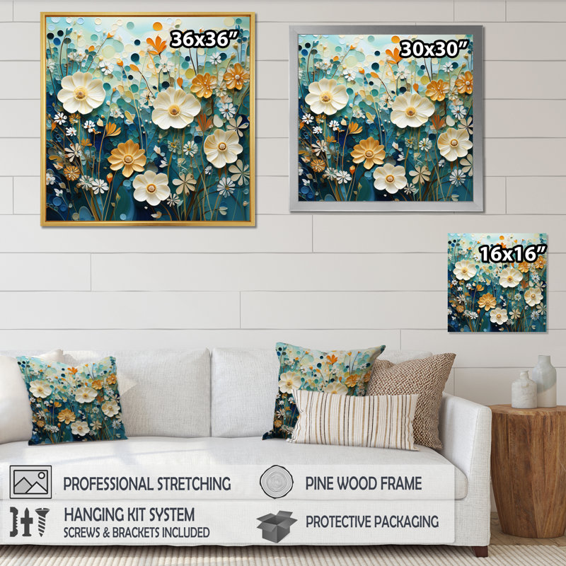 «Green Blue Tranquil Oasis II», reproduction sur toile, Cadre flottant noir, H 16 po x l 16 po x P 1 po