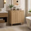 Armoire à linge double inclinable double avec 2 paniers amovibles, armoire de rangement moderne pour salle de bain avec poignées