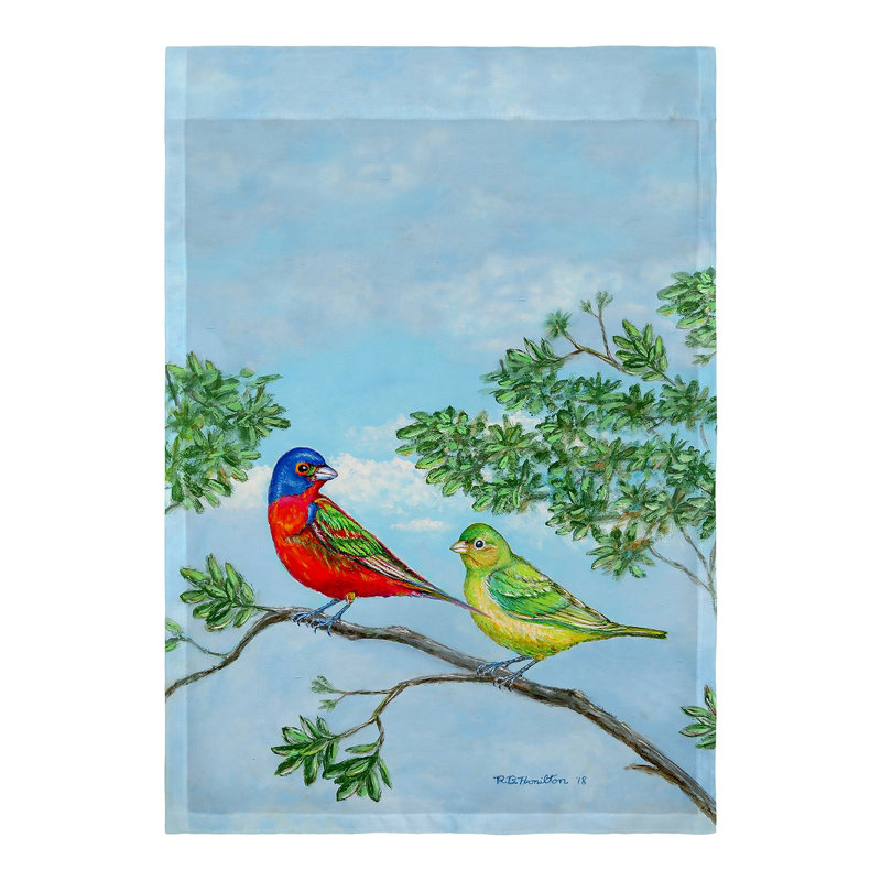 Drapeau de jardin en polyester paires de buntings, H 18 po x l 12,5 po