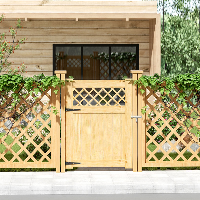 Solid Wood Gate Fencing, Yellow, 120cmH x 90cmW x 2.3cmD