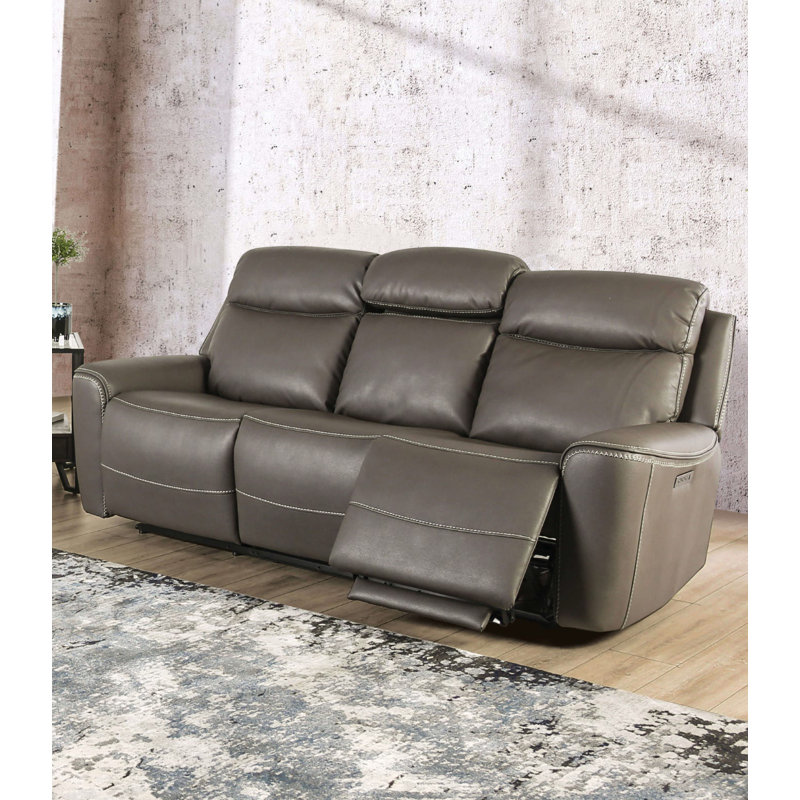 89.4" W Transitional Power Sofa, Gray