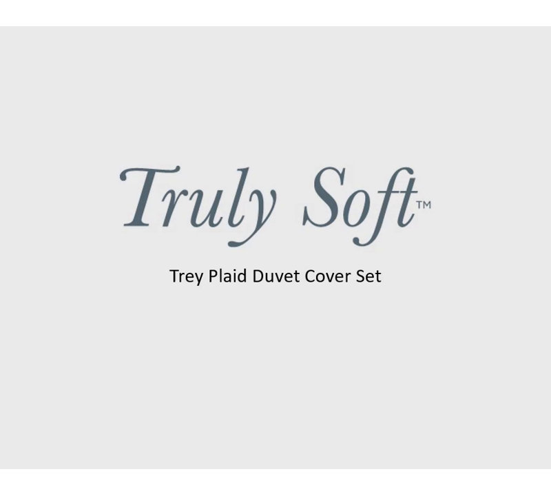 Navy and Gray Plaid Microfiber Full/Queen Duvet Cover Set