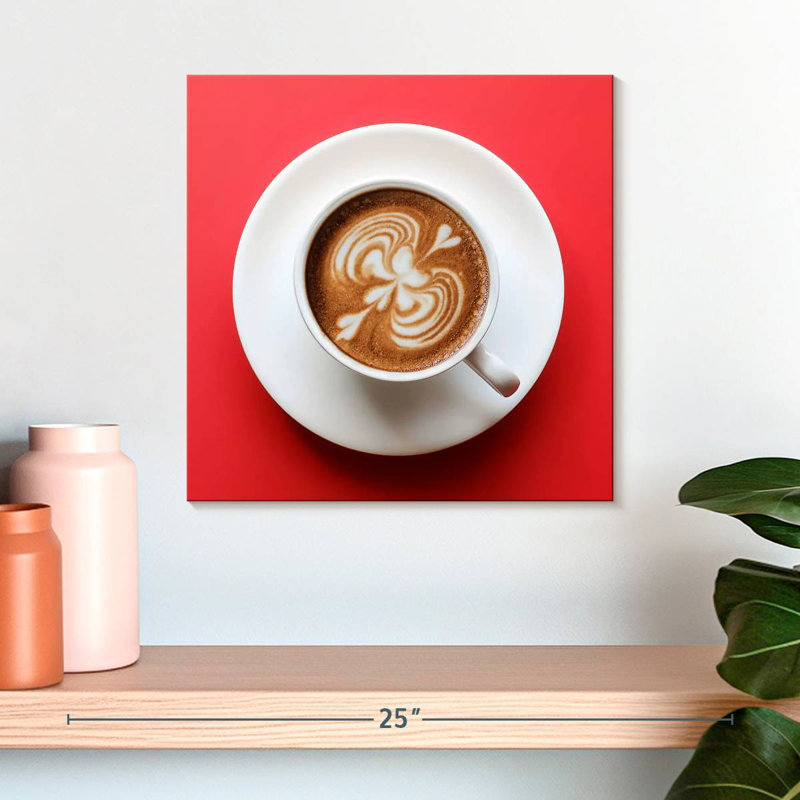 Café Yarlin sur fond rouge, H 16 po x l 16 po