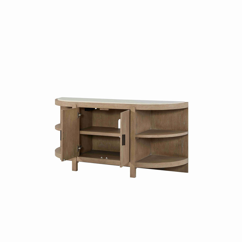 Console courbée à 2 portes avec plateau en marbre