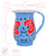 East Urban Home Hand-Painted Picnic Water Jug with 400ml Multicolour Cups - 1.7L - Raspberry Peony-2039129534