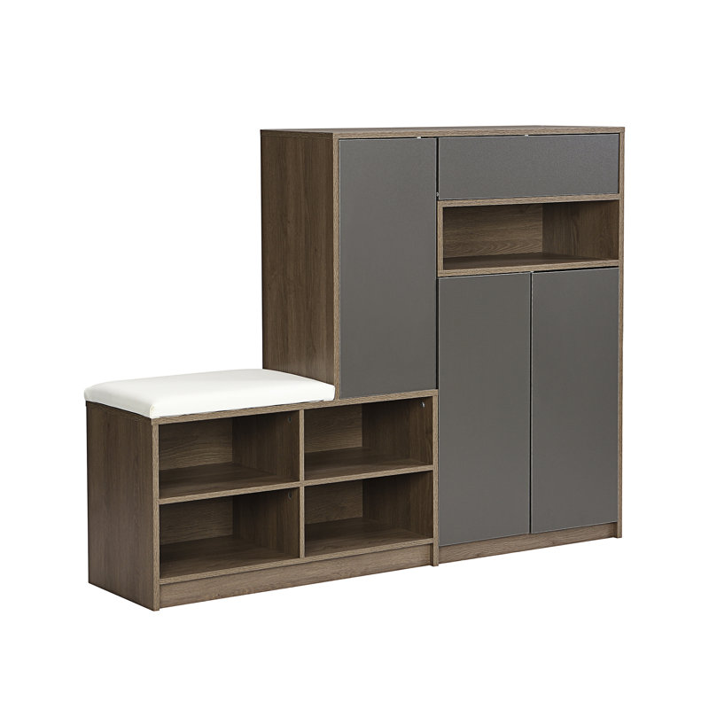 Theodorus Fabric Upholstered Storage Bench, Dark Gray