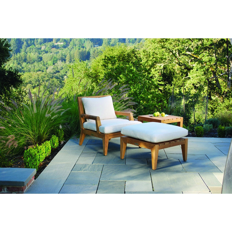 Mendocino Outdoor Teak Lounge Chair, Sailcloth Seagull