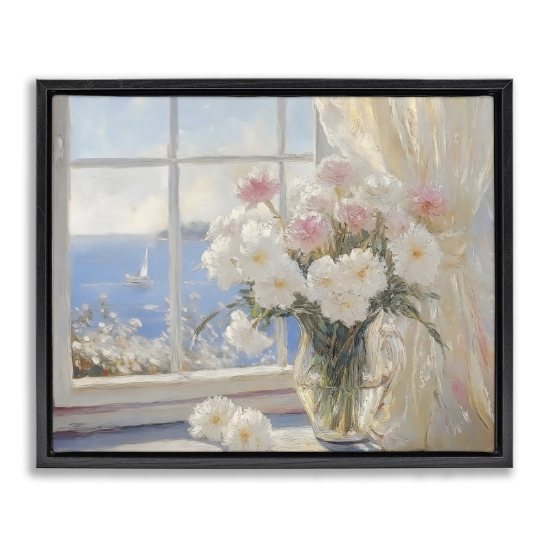 Cadre flottant à motif de fenêtre à motif floral Coastal View, design par LSR Design Studio, 25 x 31