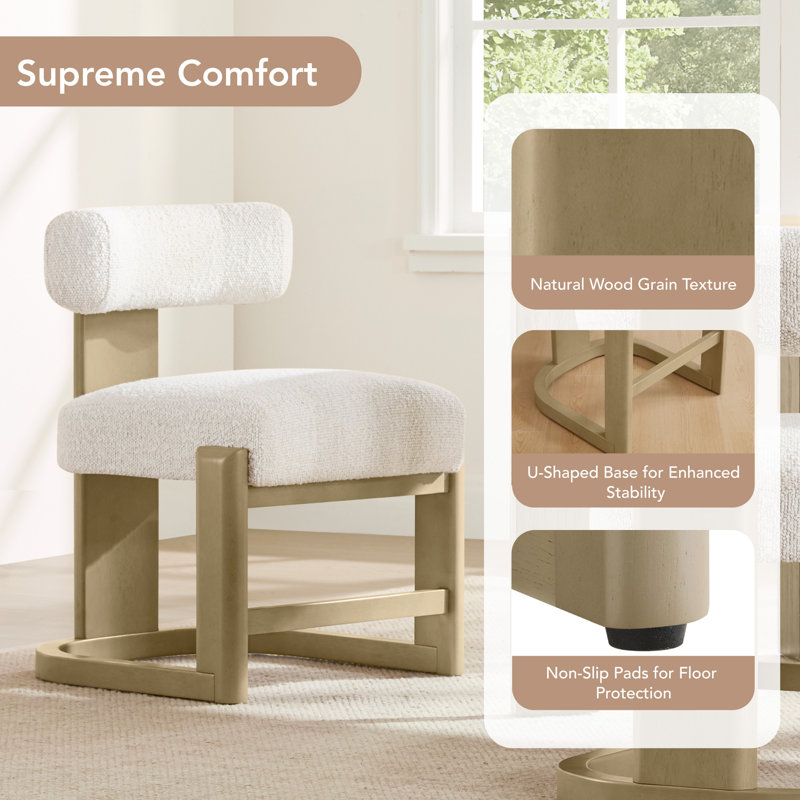 Upholstered Solid Wood Dining Chair (Set of 2), Pearl-Gray
