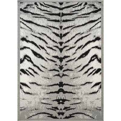 7 Ft. 10 In. X 3 In., Area Rug, Cowhide Pattern, 3D Effect, Gray And Silver, Machine-Made, Wild Style, Home, & Pet Tolerant, Stain , Jute Backed Silver Rectangle Mountain Lodge Rustic For Home