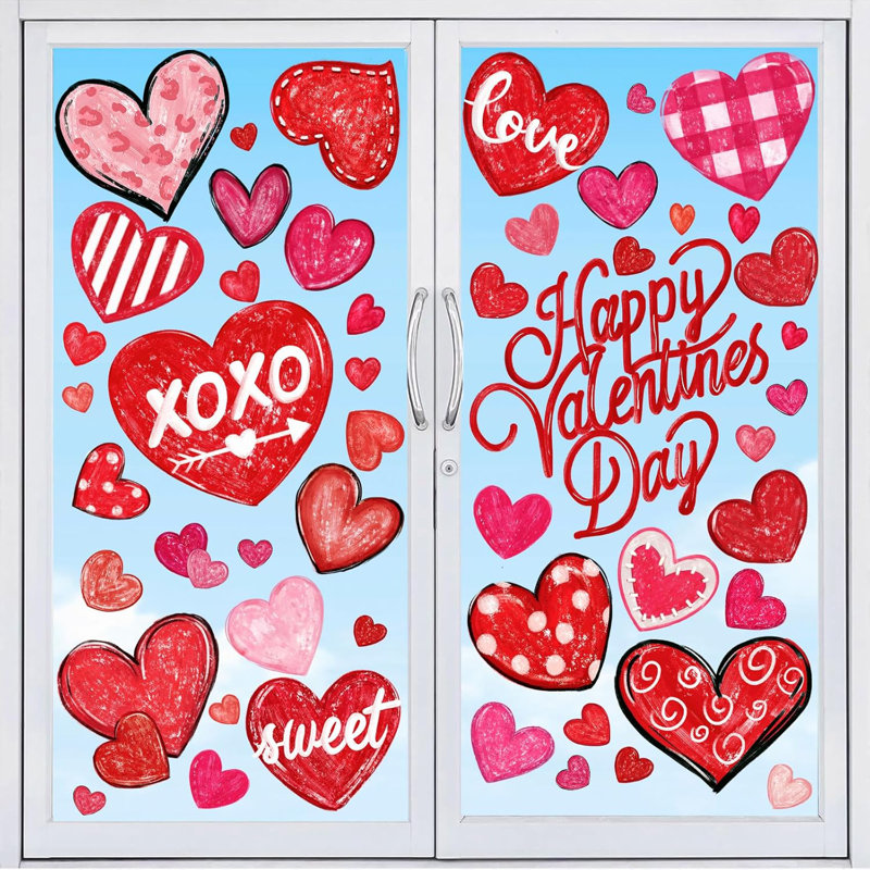 6 feuilles de fenêtre Valentines