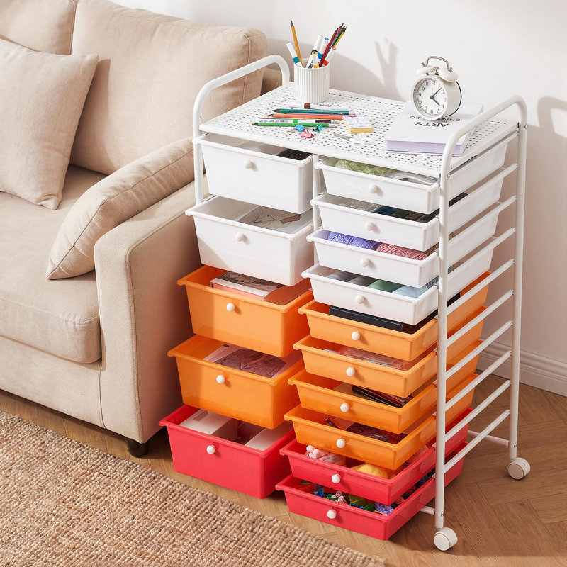 Utility Cart with Wheels, 96.5cm H x 63cm W x 39cm D, Red