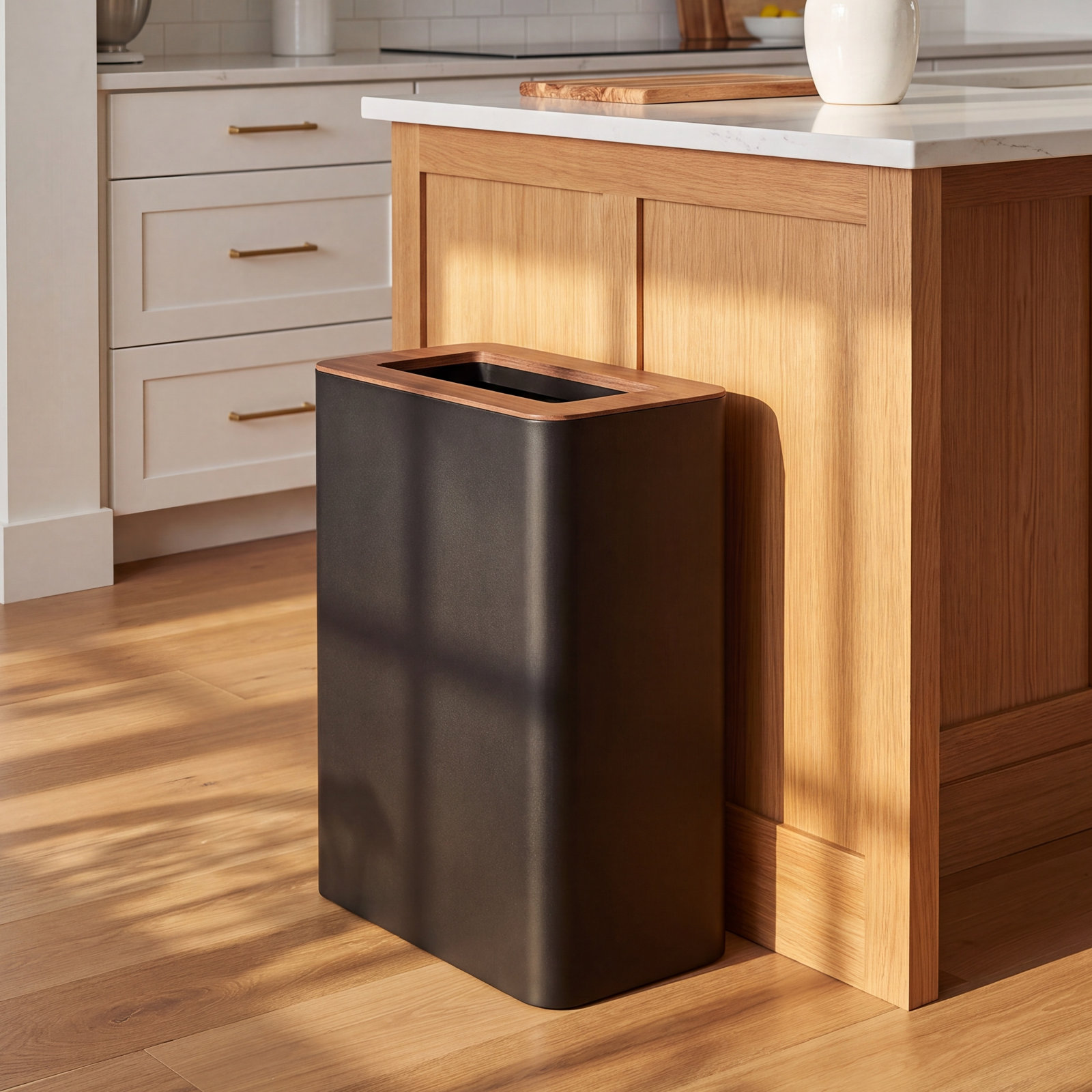 Yamazaki Home Rin 2.5gal Rectangular Can, Black