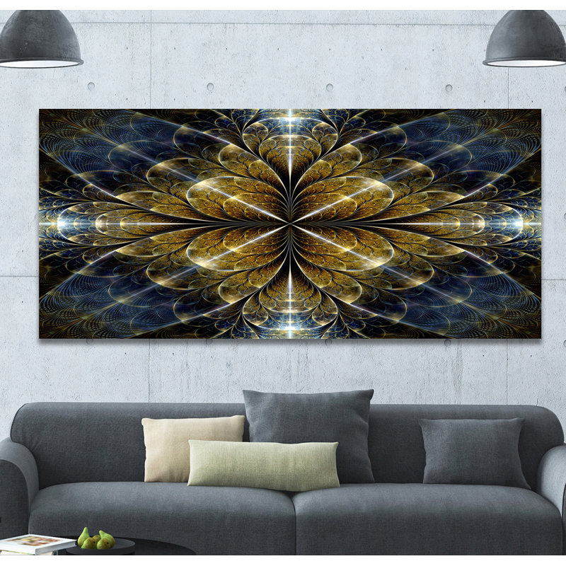 « digital gold fractal pattern », reproduction d’impression sur toile tendue, H 28 po x l 60 po x P 1,5 po