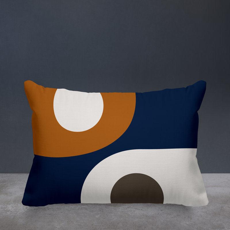 Coussin décoratif intérieur / extérieur Pitto, Orange/Beige/Bleu marine