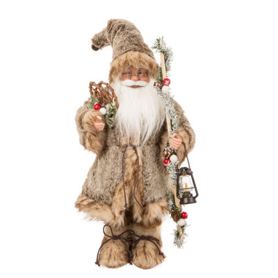 Debout père noël Faux Fur Figurine