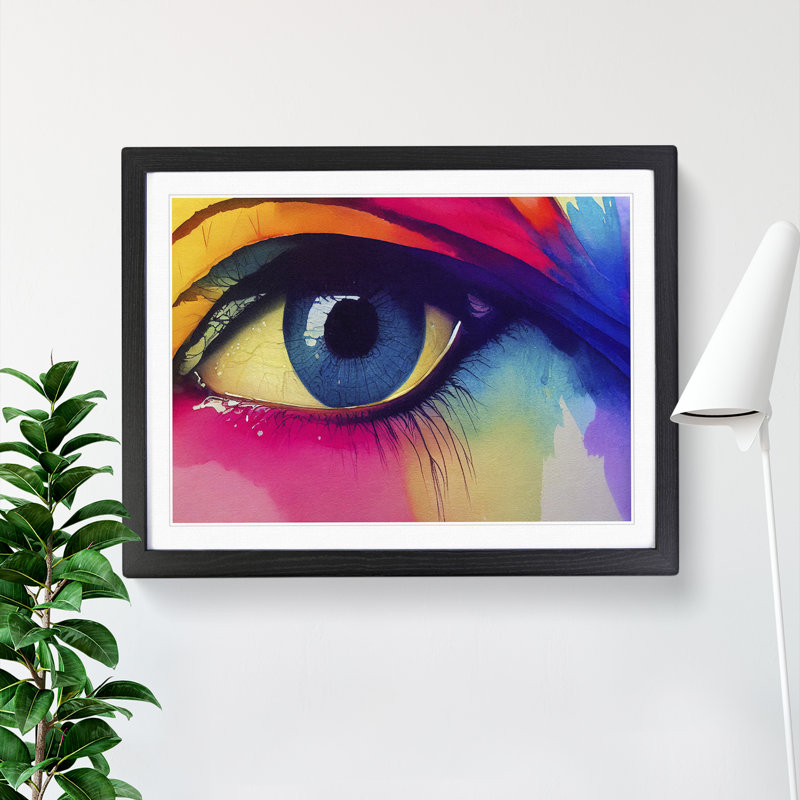 Watercolour Human Eye Vol.1 - Single Picture Frame Print, 46cm H x 64cm W x 2cm D, Black