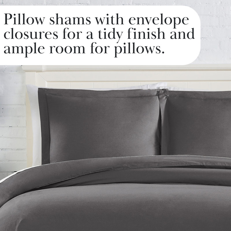 Ensemble de literie Southshore Basics de Southshore Fine Linens, coloris gris ardoise, en microfibre doublement brossée avec fermeture éclair invisible et attaches aux coins, 2 taies d'oreiller King, King/California King