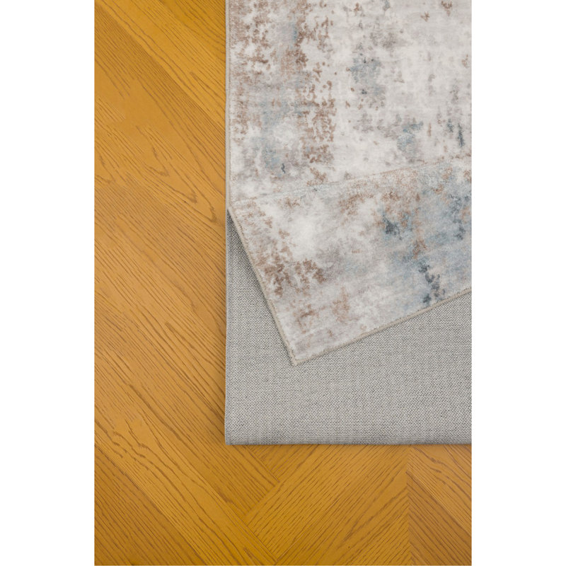 Tapis de couloir bleu Crystal_GET8001 2x7, Rectangle 4 pi 11 po x 6 pi 11 po, Ivory