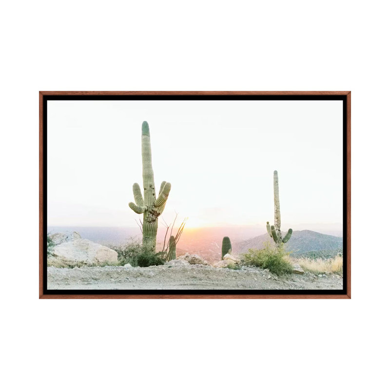 «Saguros in the Sun, Tuscon, Arizona», photographie, H 18 po x l 26 po x P 1,5 po, Toile avec cadre en bois classique