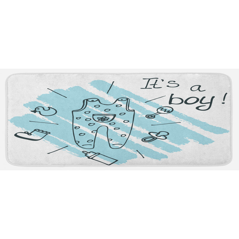 Tapis de cuisine turquoise, style parenthood à vêtements de bébé "garçon words"