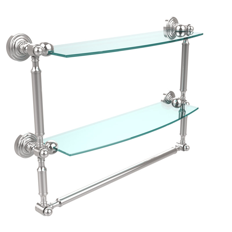 Retro Wave 2 Piece Tiered Shelf with Towel Bar, 18", Polished Chrome