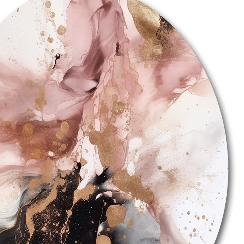 Décoration murale en métal rose doré et texture I, H 16 po x l 16 po x P 1 po