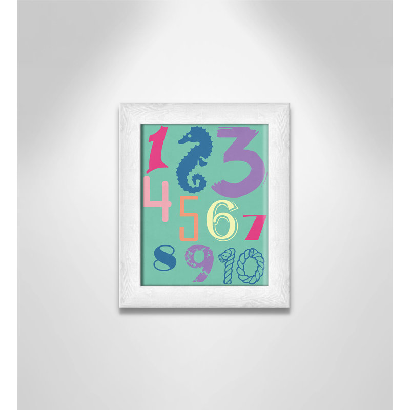 Décoration murale 123 pour enfants, H 12 po x l 10 po x P 0,63 po, Cadre à grain de bois blanc