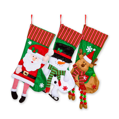 Ensemble de 3 chaussettes de Noël avec bordure en tricot