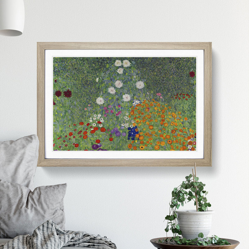 Flower Garden Vol.1 by Gustav Klimt - Framed Print, 48cm H x 65cm W x 2cm D, Oak Framed