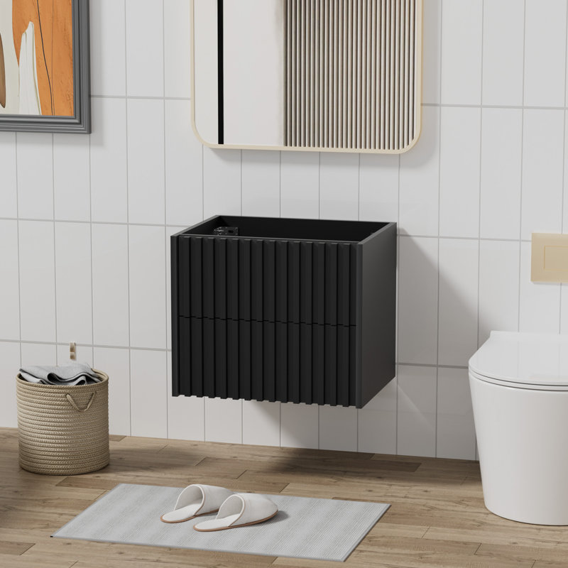 24" Single Bathroom Vanity Base Only, Floating Cabinet without Sink Top, Black