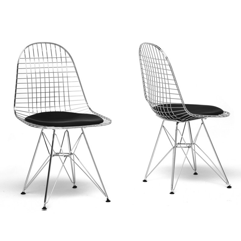 Chaise d’appoint à lattes en métal en chrome Bridgit