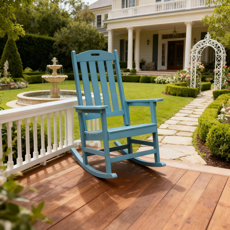 Wooden Rocking Chairs Outdoor, High Back And Armrest Porch Chair, All Weather Porch Rockers, For Porch/garden/house Use.