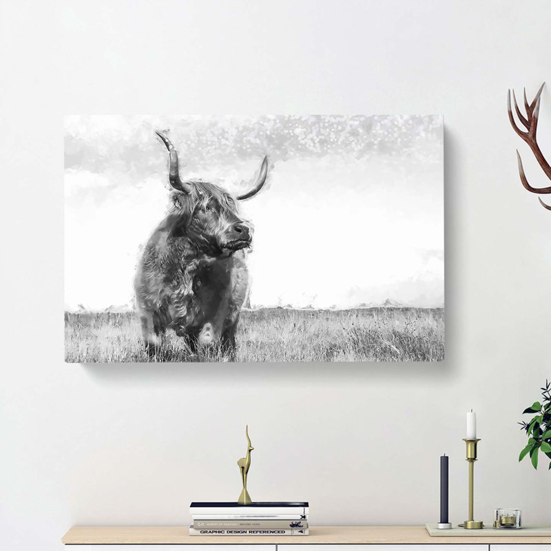 Highland Cow in Abstract - Wrapped Canvas, 40cm H x 60cm W x 3cm D