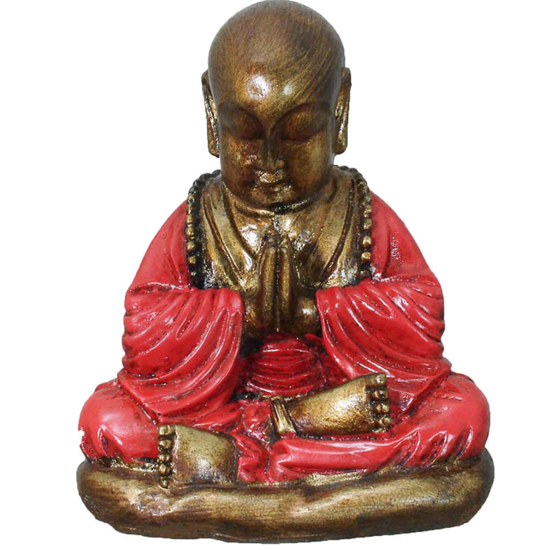 Figurine priant monk Lataif, Rouge, H 7 po x l 5 po x P 4 po