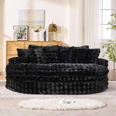 83 Inch Oversized Upholstered Chaise Lounge Chair, Fluffy Modern Sleeper Sofa Bed by Mercer41