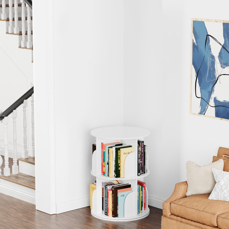 Rotating Bookshelf Tower, 360° Spinning Bookcase Lazy Susan, Revolving Round Carousel For Book Storage, Vertical Turning Spiral Corner Organizer