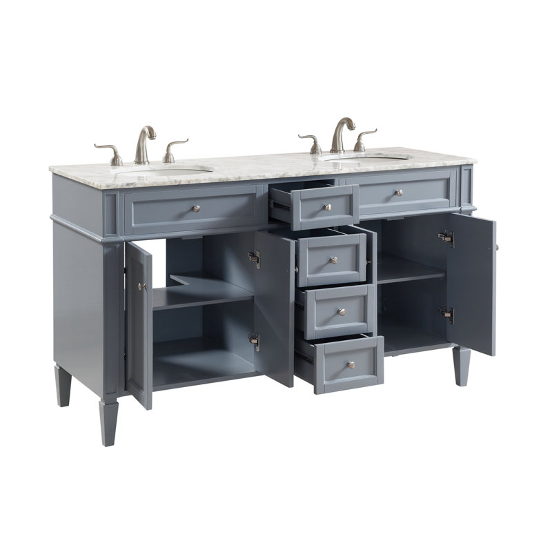 Ensemble de meuble-lavabo double 60 "Rivers, Gris