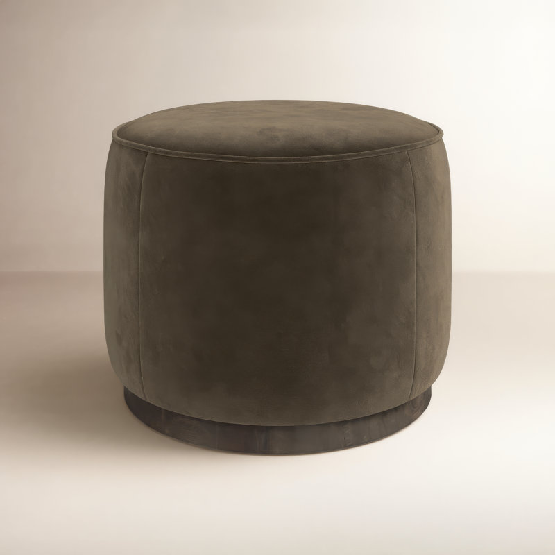 Sinclair Round Ottoman, Surrey Olive Cotton Blend