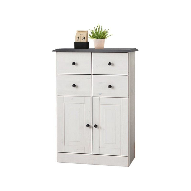 Vernita Solid Wood Freestanding Bathroom Cabinet, Havana White Lacquer