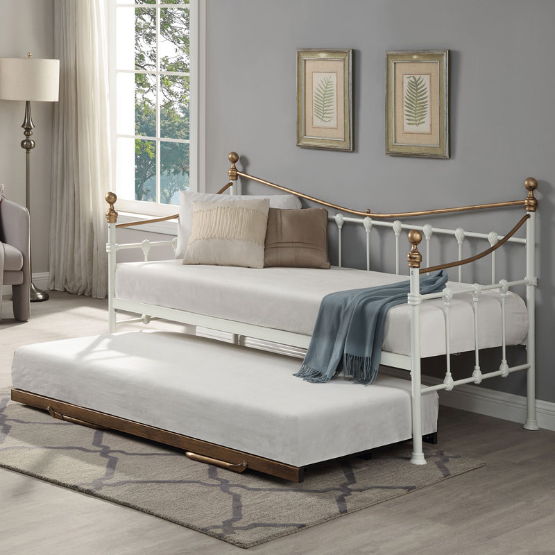 Angelina Metal with Trundle, White