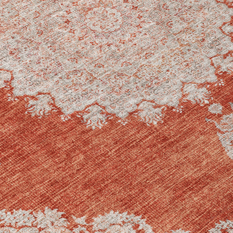 Lyra Orange Washable Indoor-Outdoor Rug - , 3' x 5'