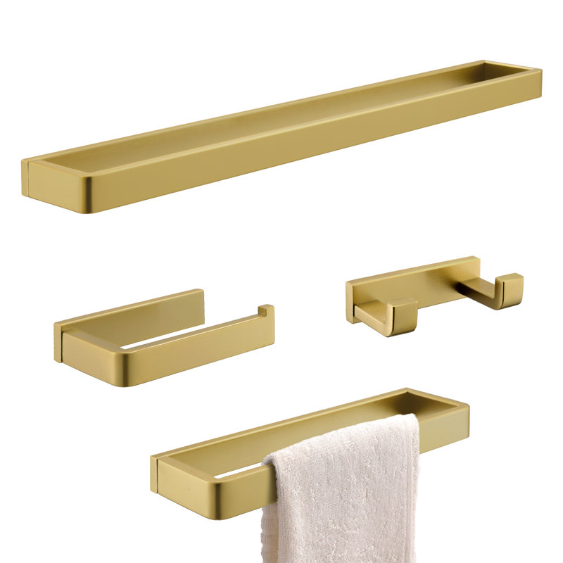 Bathroom Hardware Set (Set of 4), Brushed Gold