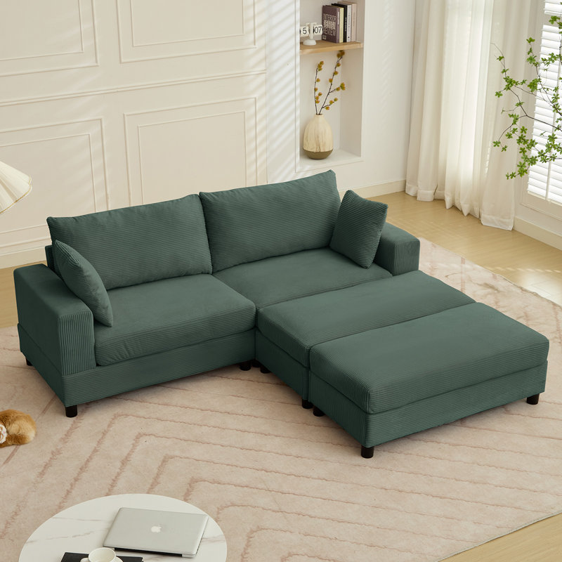 Latitude Run® Oversized Two-piece Sectional Sofa, 85.83 Inch L-shaped Corduroy Modular Sofa With Chaise For Living Room