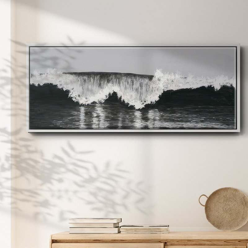 «Black & White Waves II», reproduction sur toile, H 12 po x l 30 po x P 1,5 po, Blanc