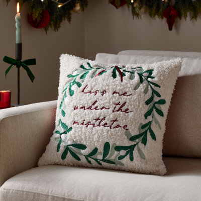 Mistletoe Beige Square Cushion